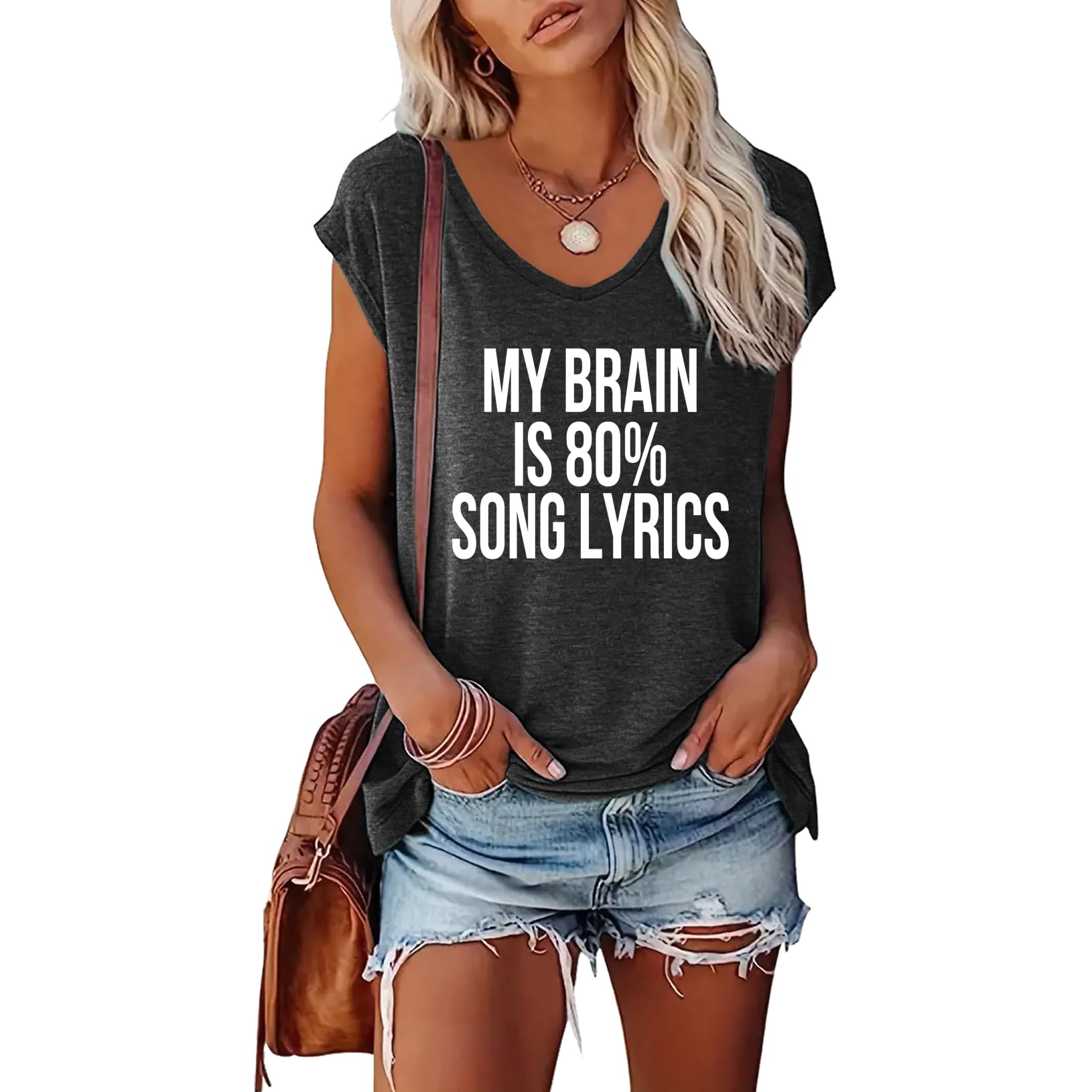 V-Neck Cap Sleeve T-Shirts